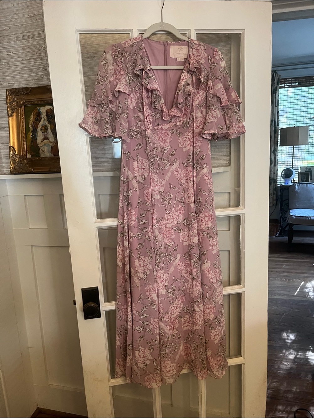 Gal Meets Glam Dusty Pink Floral Ruffle Midi Dress